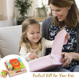 Wooden Puzzles for Kids, 6 in 1 Puzzle Animals 3D Cube Building Block Montessori Games Preschool Educational Toy