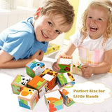 Wooden Puzzles for Kids, 6 in 1 Puzzle Animals 3D Cube Building Block Montessori Games Preschool Educational Toy