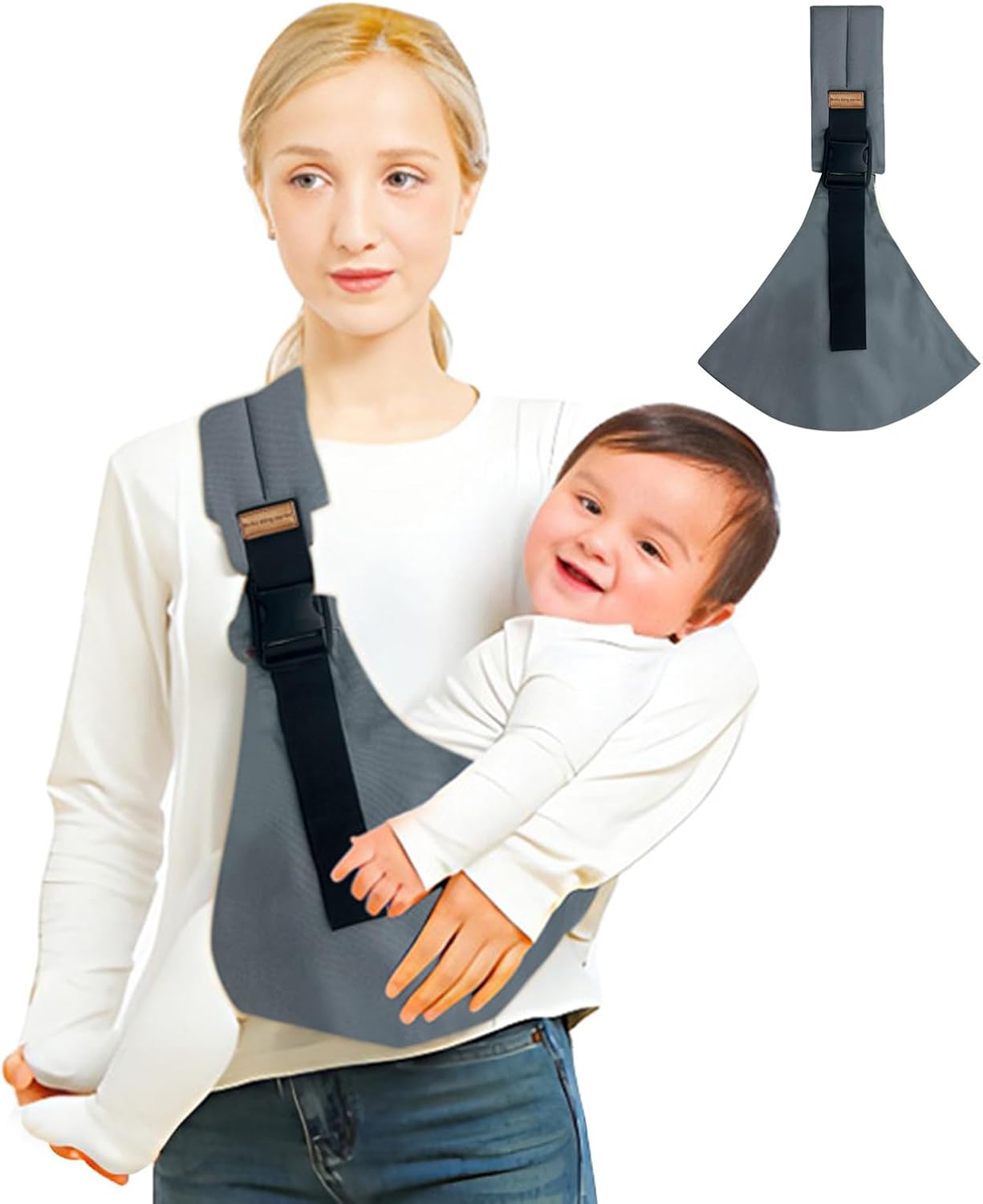 Baby Sling Carrier,Baby Carrier Newborn to Toddler, Adjustable Toddler Carrier, Anti-Slip Hip Seat Portable and Carrying 10-30 lbs(Grey)