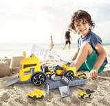 Toy Cars Construction Vehicles Set,Toys for 3 Years Old Boys,Transport Car Carrier Truck with Excavator,Dumper,Bulldozer,Helicopter etc T53