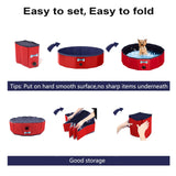 V-HANVER Dog Pool Pets Bathing Tub Plastic Wading Kiddie Pool for Medium and Large Dogs Kids - Portable Foldable Collapsible, 95 X 12 inch