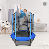 55" Kids Trampoline with Safety Enclosure Net and Pad, Round Trampoline Exercise Fitness Equipment for Children 3 Years+ Indoors and Outdoors T59