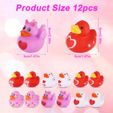 12pcs Valentine's Day Rubber Ducks, Mini Love Heart Ducks Tiny Duckies Decorative Valentine's Day Party Favors Small Assorted Bath Toys