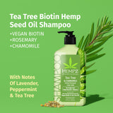 HEMPZ Tea Tree & Chamomile Herbal Hair Shampoo - Gentle Cleansing Herbal Shampoo Enriched with Chamomile, Lavender, Aloe Extracts - 17 Fl OZ
