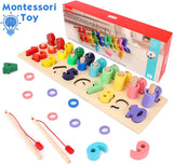 Aomola Montessori Toys for Kids,Wooden Fishing Game Sorting Puzzles Toys,Education Toy Gifts t1