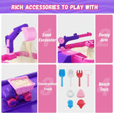 HYES Sandbox with Lid, Dirt Digger Excavator Sand Box with Cover