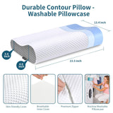 lxjnfac Memory Foam Pillows for Side, Back and Stomach Sleepers, Bed Pillow with Washable Cover and Breathable Mesh, Bed Pillow for Sleeping Standard Size (White&Grey)