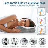 lxjnfac Memory Foam Pillows for Side, Back and Stomach Sleepers, Bed Pillow with Washable Cover and Breathable Mesh, Bed Pillow for Sleeping Standard Size (White&Grey)