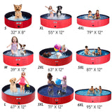 V-HANVER Dog Pool Pets Bathing Tub Plastic Wading Kiddie Pool for Medium and Large Dogs Kids - Portable Foldable Collapsible, 95 X 12 inch