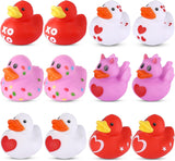 12pcs Valentine's Day Rubber Ducks, Mini Love Heart Ducks Tiny Duckies Decorative Valentine's Day Party Favors Small Assorted Bath Toys