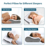 lxjnfac Memory Foam Pillows for Side, Back and Stomach Sleepers, Bed Pillow with Washable Cover and Breathable Mesh, Bed Pillow for Sleeping Standard Size (White&Grey)