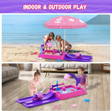 HYES Sandbox with Lid, Dirt Digger Excavator Sand Box with Cover