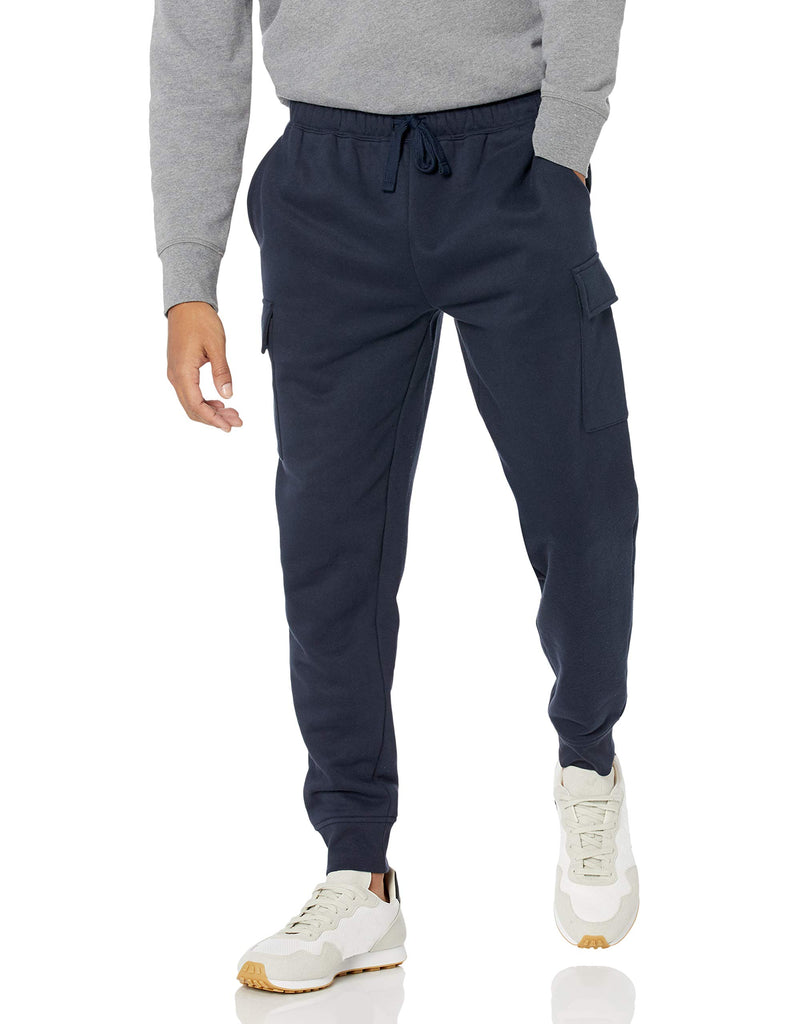 Amazon Essentials Men's Cargo Fleece Jogger Sweatpant, Navy, Large