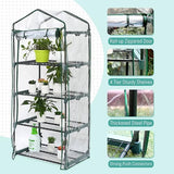 BRTON 4-Tier Mini Greenhouse with Zippered PVC Cover, Steel Shelves, for Garden Yard Patio Backyard Indoor Outdoor, Use Extra Hooks Wind Ropes, L27 x W19 x H65