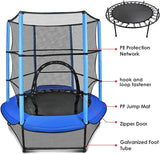 55" Kids Trampoline with Safety Enclosure Net and Pad, Round Trampoline Exercise Fitness Equipment for Children 3 Years+ Indoors and Outdoors T59