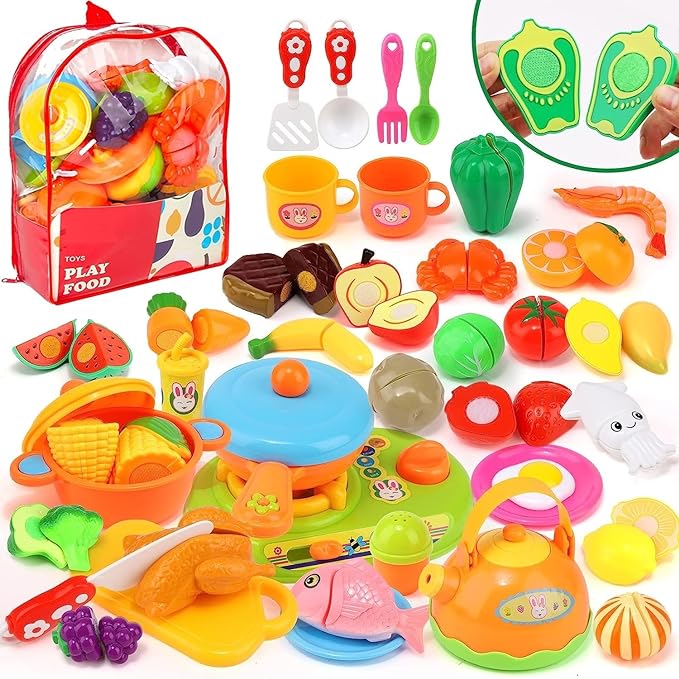 Cutting Pretend Play Food with Bag 41 Pcs Food Toy Kitchen Set Kids Educational Toys Gifts T15