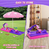 HYES Sandbox with Lid, Dirt Digger Excavator Sand Box with Cover