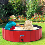 V-HANVER Dog Pool Pets Bathing Tub Plastic Wading Kiddie Pool for Medium and Large Dogs Kids - Portable Foldable Collapsible, 95 X 12 inch