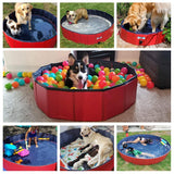 V-HANVER Dog Pool Pets Bathing Tub Plastic Wading Kiddie Pool for Medium and Large Dogs Kids - Portable Foldable Collapsible, 95 X 12 inch