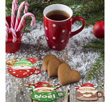 Christmas Diamond Painting Coasters for Drinks, 8 PCS Diamond Art Kits for Adults, DIY Santa Claus Craft Coaster with Holder for Christmas (Style 1)