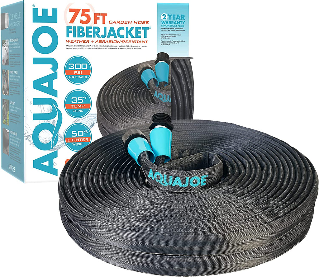 Aqua Joe AJFJH75B 75-Foot 1/2-Inch Ultra-Flexible Fiberjacket,  Garden Hose