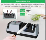 YOORLEAY 5 in 1 Electric Knife Sharpener-3 Rotational Speed Adjustable Electric Knife Sharpeners, Suitable for Straight Blade Knives, Serrated Knives, Meat Cleaver Knives, Ceramic Knives&Scissors,Gray
