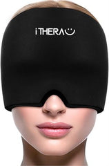 NEW, iTHERAU Migraine Ice Head Wrap, Migraine Relief Cap, BLACK
