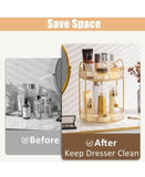 nohozi 360° Rotating Makeup Organizer,2 Tier Skin Care Organizer,Large Capacity Skincare Make Up Storage Perfume Organizers for Bathroom Counter, Cosmetic Lipstick Dresser Organizer