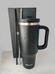 40 Oz Tumbler with Handle and Straw  - Black