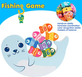Wooden Magnetic Fishing Games for Kids 3D Fish Catching Counting Preschool Board Games Wooden Lacing Beads Montessori Toys for 2 3 4 5 6 Years Old Toddlers Boys and Girls 18PCS