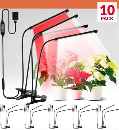 VIHOSE 10 PACK ClipOn 6000K White LED Full Spectrum Plant Grow Light 2 HEAD