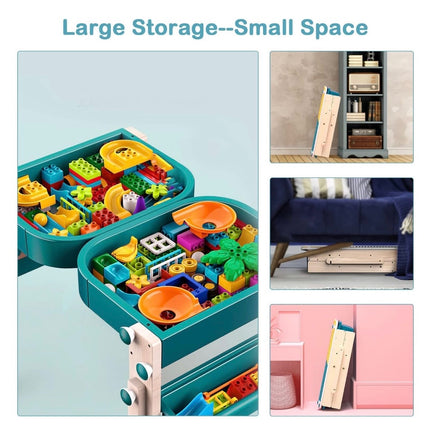 Arkmiido Children's Activity Play Tables with Easel, Storage, and Chair, 8-in-1 Multi-Building Block Table Desk for Toddlers that Transforms into a Board