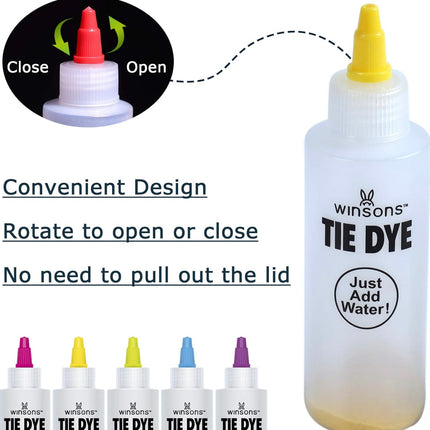 WINSONS Tie Dye Kit, 5 Colours Non Toxic Permanent Fabric Dye Art Set for Kids Women for Homemade Party Creative Group Activities DIY Gift