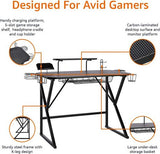 NEW, AMAZON BASICS Gaming Computer Desk with Storage, BLACK