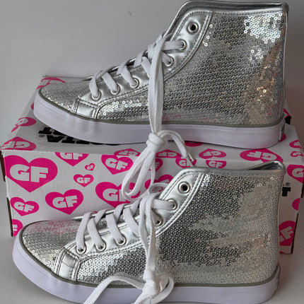 Gotta Flurt Women's Disco II Hi Silver Sequin Hip Hop Dance Sneaker