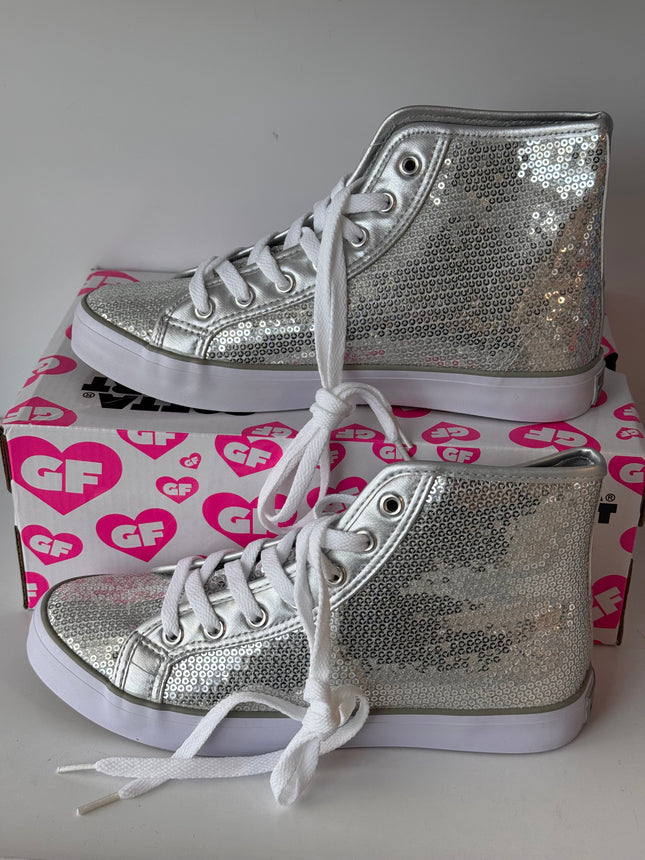 Gotta Flurt Women's Disco II Hi Silver Sequin Hip Hop Dance Sneaker