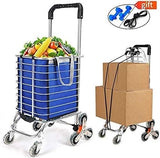 JOMIFIN Large Shopping Trolley Shopping Folding Utility Cart, BLUE