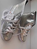 Gotta Flurt Women's Disco II Hi Silver Sequin Hip Hop Dance Sneaker