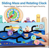 BLiSS HUES 7 in 1 Multiactivity Wooden Montessori Toys Toddlers- Includes Games Whack a Mole- Fishing- Xylophone- Sliding Maze & More- Fine Motor Skills & Sensory Toys for Kids