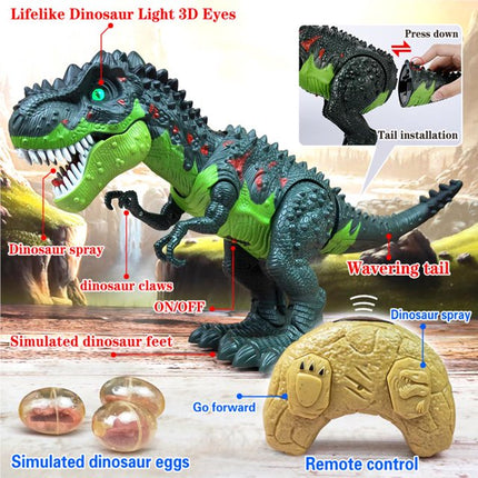 BeebeeRun RC Dinosaur Animal Toy with Remote Control Sounds Electric Walking Animals Toys Laying Eggs Spray Toys