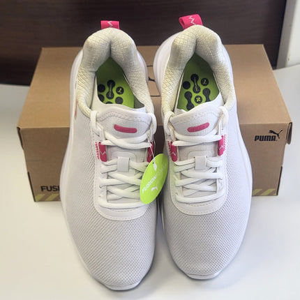 PUMA Golf Unisex-Child Fusion Crush Sport Jr Sneaker, Puma White-Garnet Rose,  Big Kid