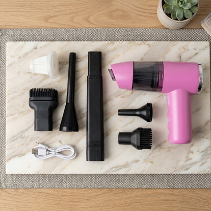 Multi-functional Portable Rechargeable Mini Handheld Vacuum, PINK with 2 in 1 Suction Nozzle for Home, Office and Car Cleaning