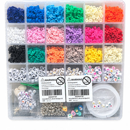 Hbnlai 5300 Pcs Clay Beads Bracelet Making Kit, Flat Preppy Beads for Friendship Jewelry Making, Polymer Heishi Bead with Charms Gifts for Teen Girls Crafts for Girls Ages 8-12