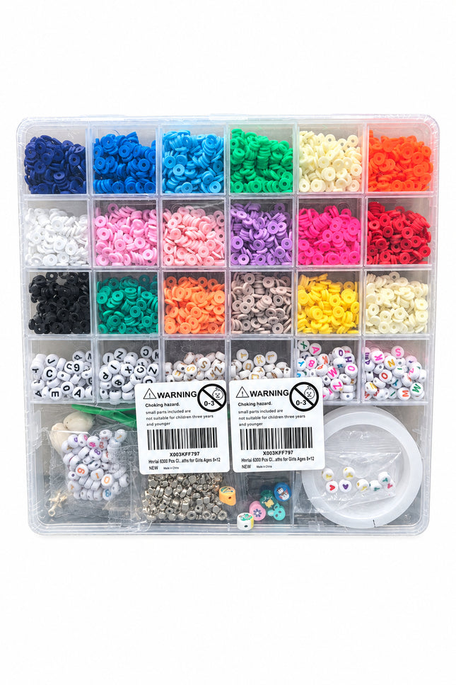Hbnlai 5300 Pcs Clay Beads Bracelet Making Kit, Flat Preppy Beads for Friendship Jewelry Making, Polymer Heishi Bead with Charms Gifts for Teen Girls Crafts for Girls Ages 8-12