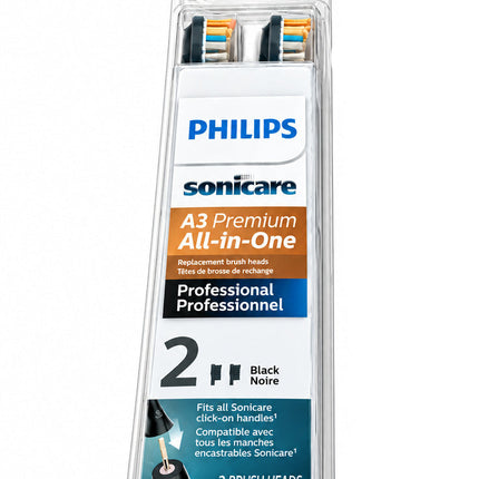 Philips Sonicare A3 Premium All-in-One Brush Heads, 2-Pack, Black - HX9092/26