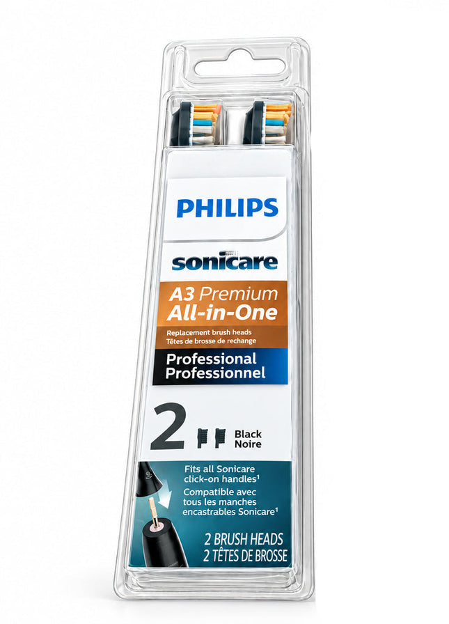 Philips Sonicare A3 Premium All-in-One Brush Heads, 2-Pack, Black - HX9092/26