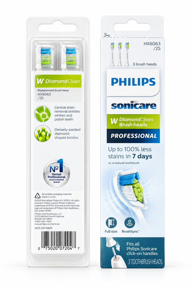 Philips Sonicare W DiamondClean Standard Sonic 3 Pack Toothbrush Heads HX6063/25