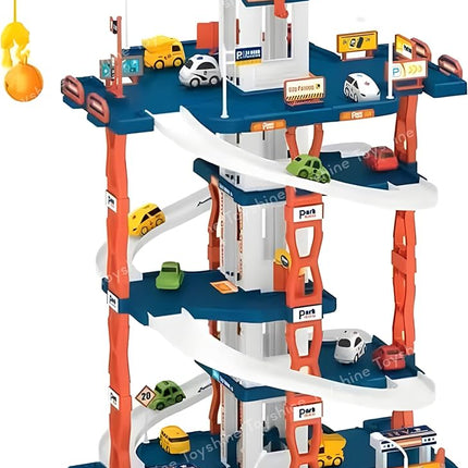 Toyshine 56cm DIY Multi Story City Parking Ramp Track Toy with Hand Control Crane, Garage Toy | Parent Child Interactive Puzzle Toy with 3 Mini Cars for Kids 3+Yrs