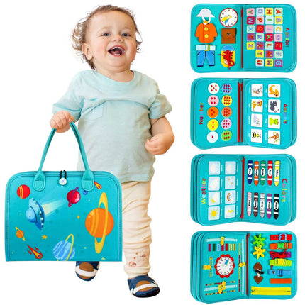 Winblo Toddler Busy Board - Montessori Toys Bithday Gift, Educational Learning Sensory Busy Book Activities Toy for Airplane Car Travel-Purple
