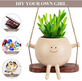 LASTOOLS Swing Face Planter Pot Hanging Planters for Indoor Outdoor Wall Plants with Drainage Cute Resin Flower Head Plant Pots for Succulent Cactus, Gifts for Mother Christmas